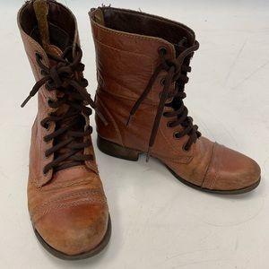 Steve Madden Brown Leather Combat Boots